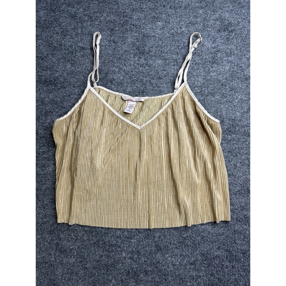 Victoria's Secret Women's Gold Yellow  Holographic Strappy‎ Crop Top Large